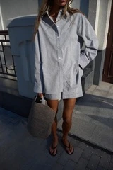 Костюм: рубашка+шорты, голубой меланж Костюм: рубашка+шорты, голубой меланж