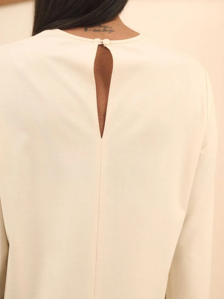 Платье макси с рукавом, кремовый