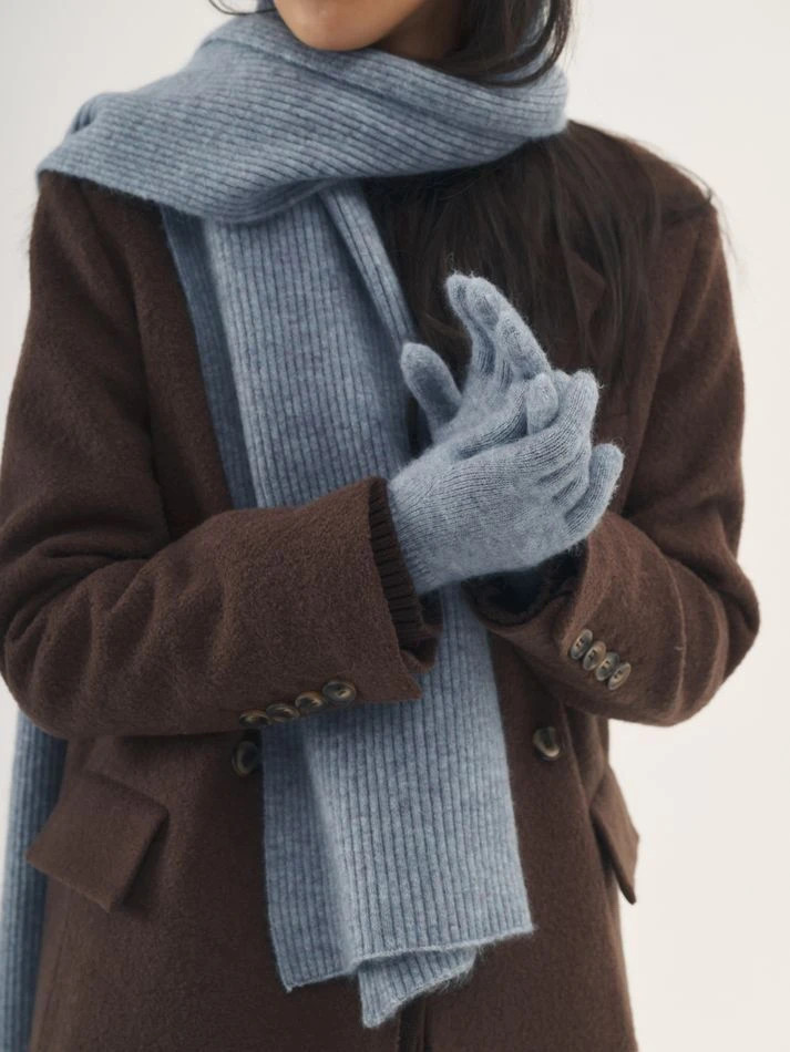 Шарф с мохером, серо-голубой