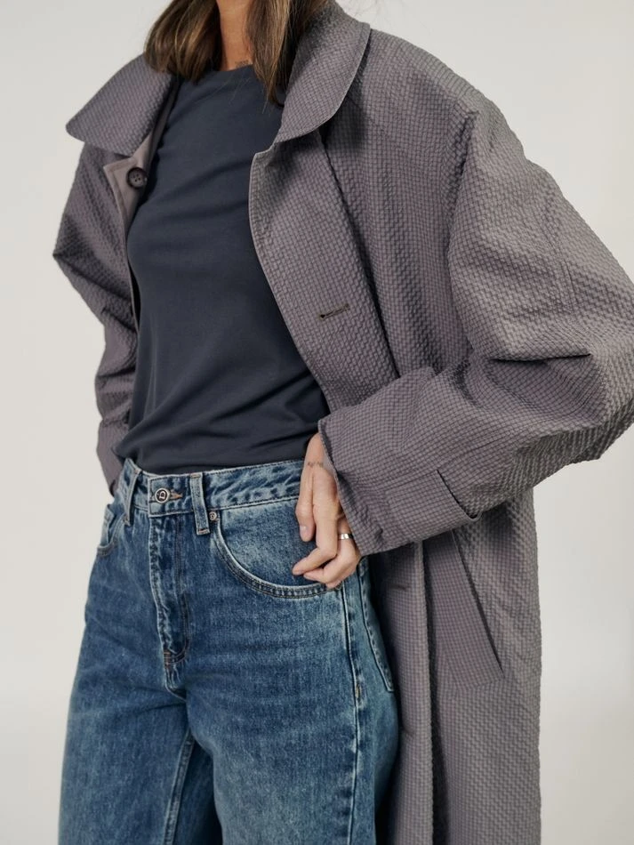 Плащ двусторонний, серо-бежевый