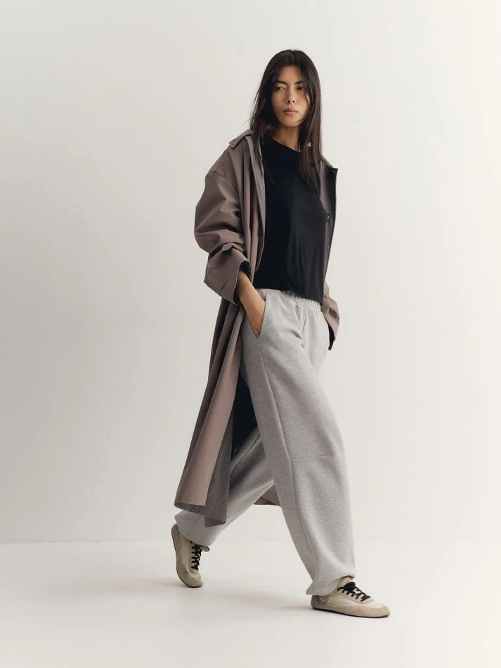 Плащ двусторонний, серо-бежевый