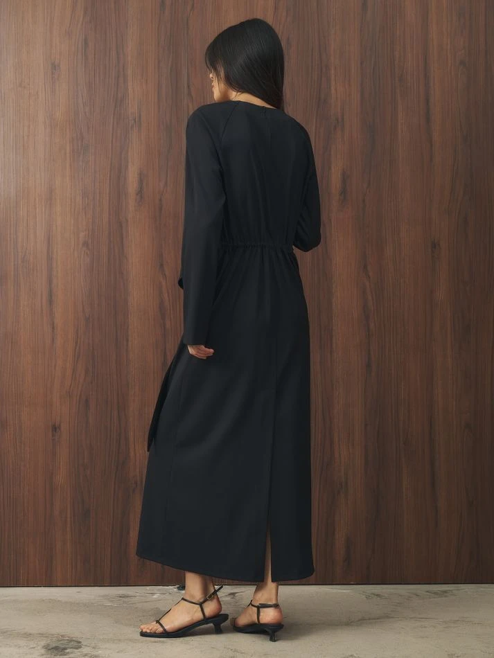 Платье миди с завязками на талии, черный