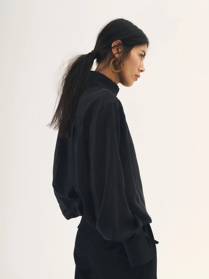 Блуза из органзы с завязками, черный