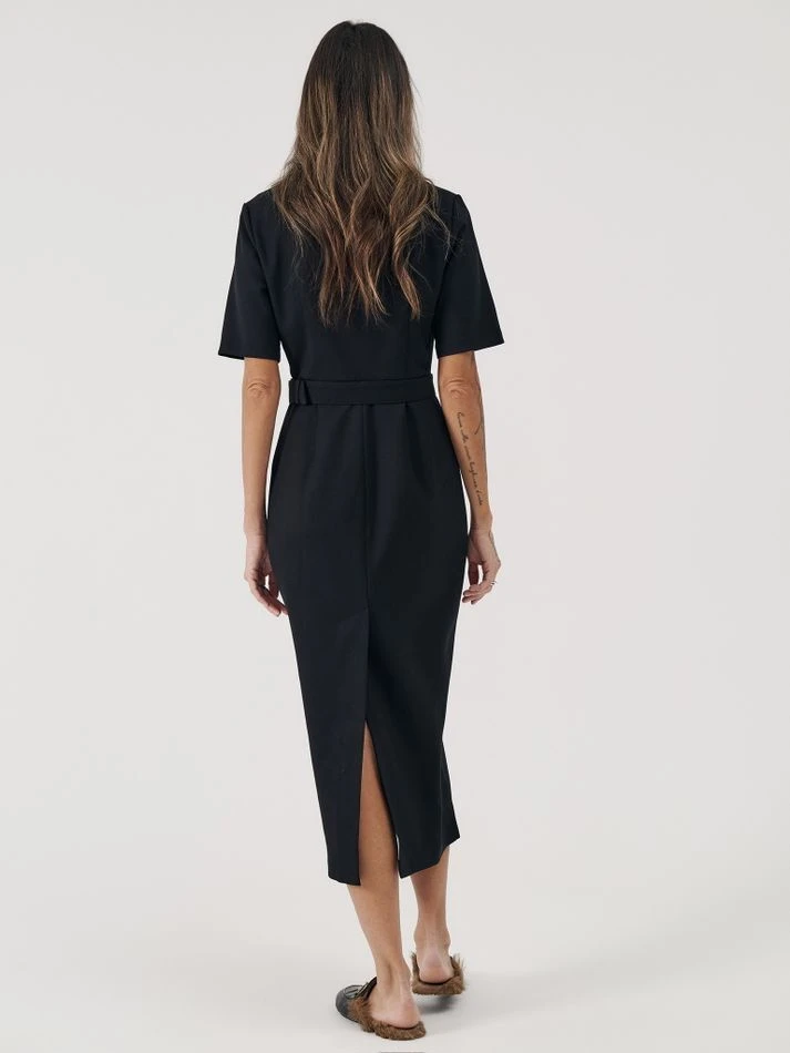 Платье миди с пуговицами на груди, черный