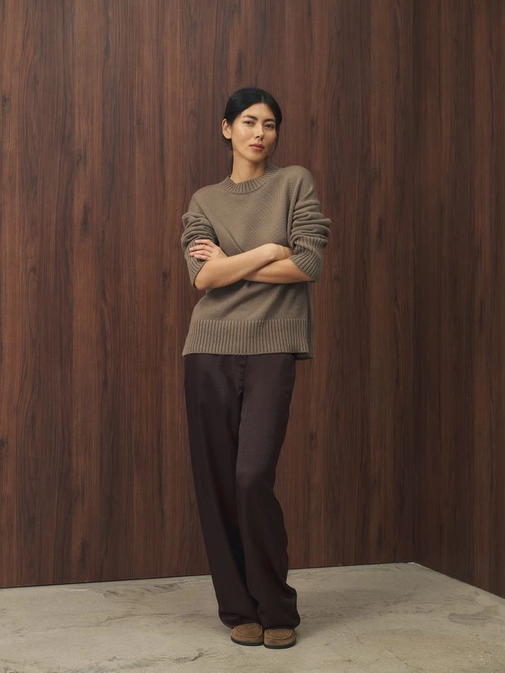 Брюки из вискозы свободного кроя, шоколадный