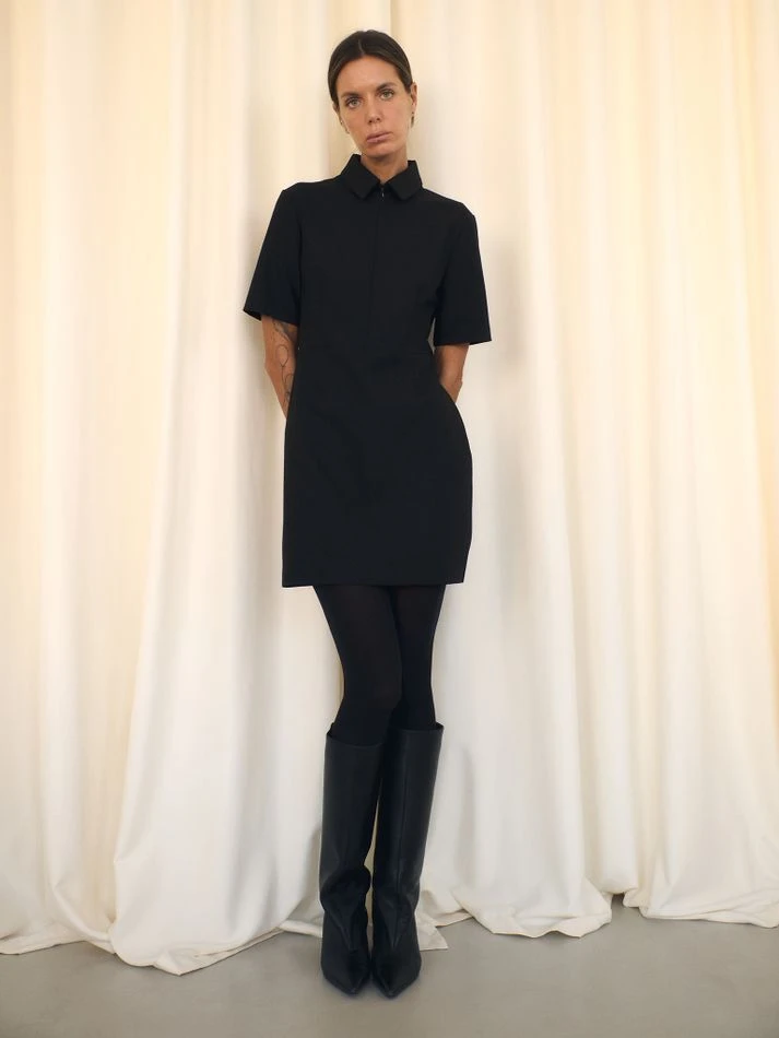 Платье мини с молнией на груди, черный