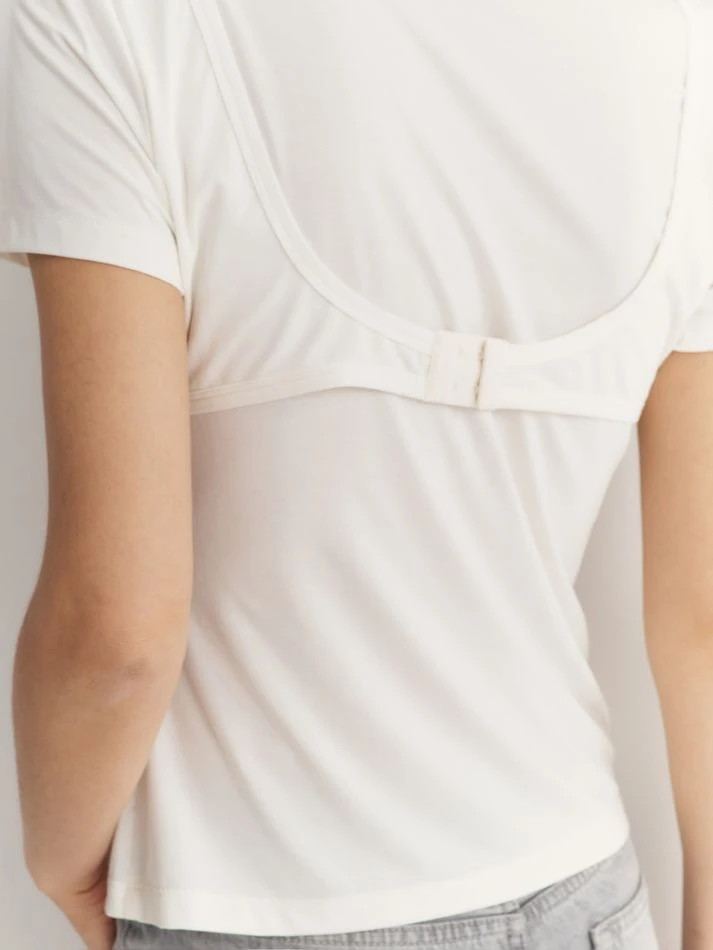 Футболка с лифом, молочный