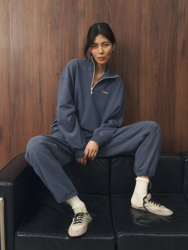 Костюм спортивный: свитшот на молнии+брюки, синий