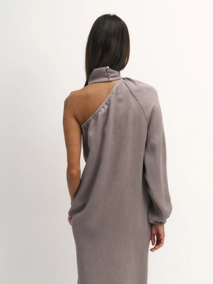 Платье на одно плечо, лавандовый