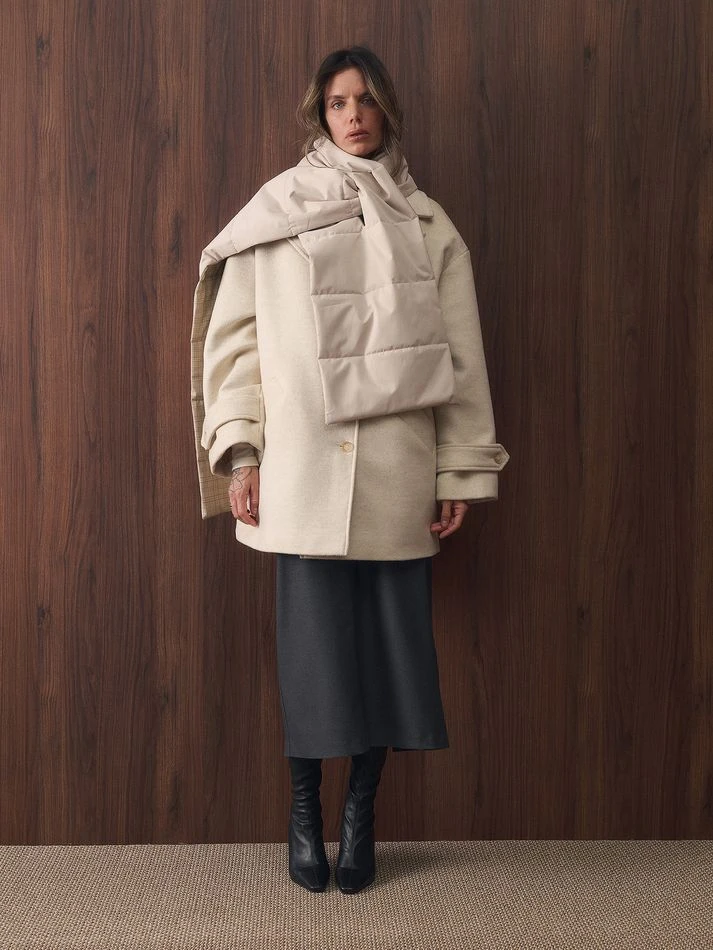 Куртка комбинированная утепленная, кремовый