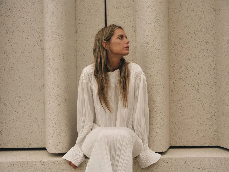 Платье гофре макси, молочный