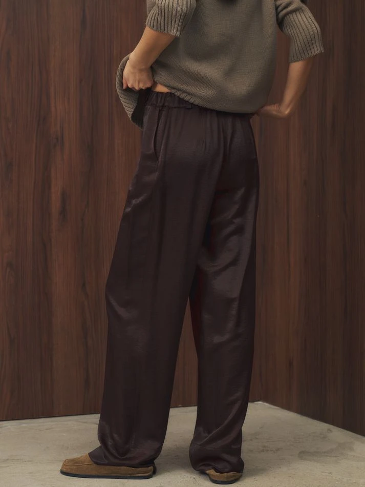 Брюки из вискозы свободного кроя, шоколадный