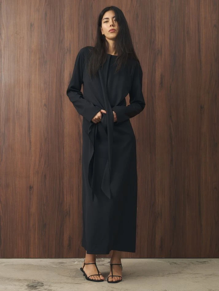 Платье миди с завязками на талии, черный