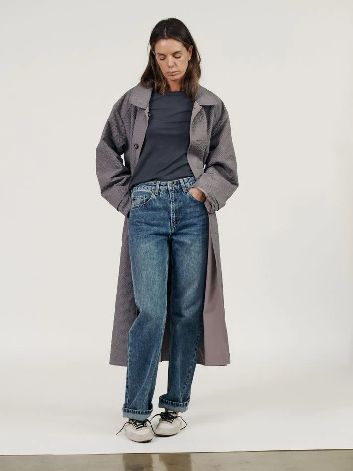 Плащ двусторонний, серо-бежевый