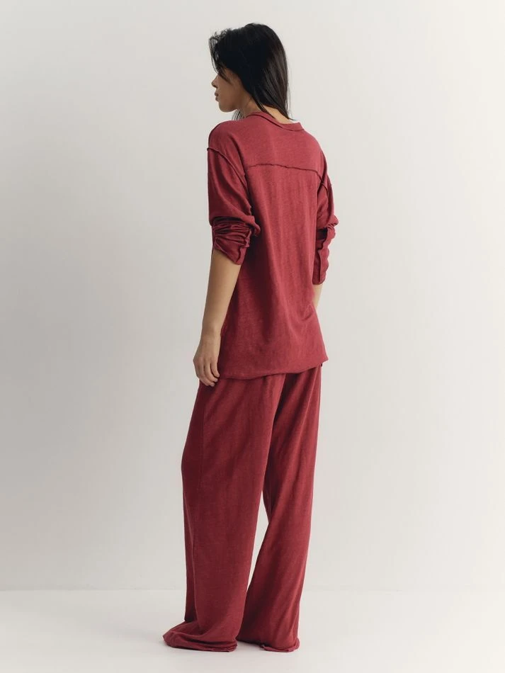 Костюм: лонгслив + брюки, бордовый