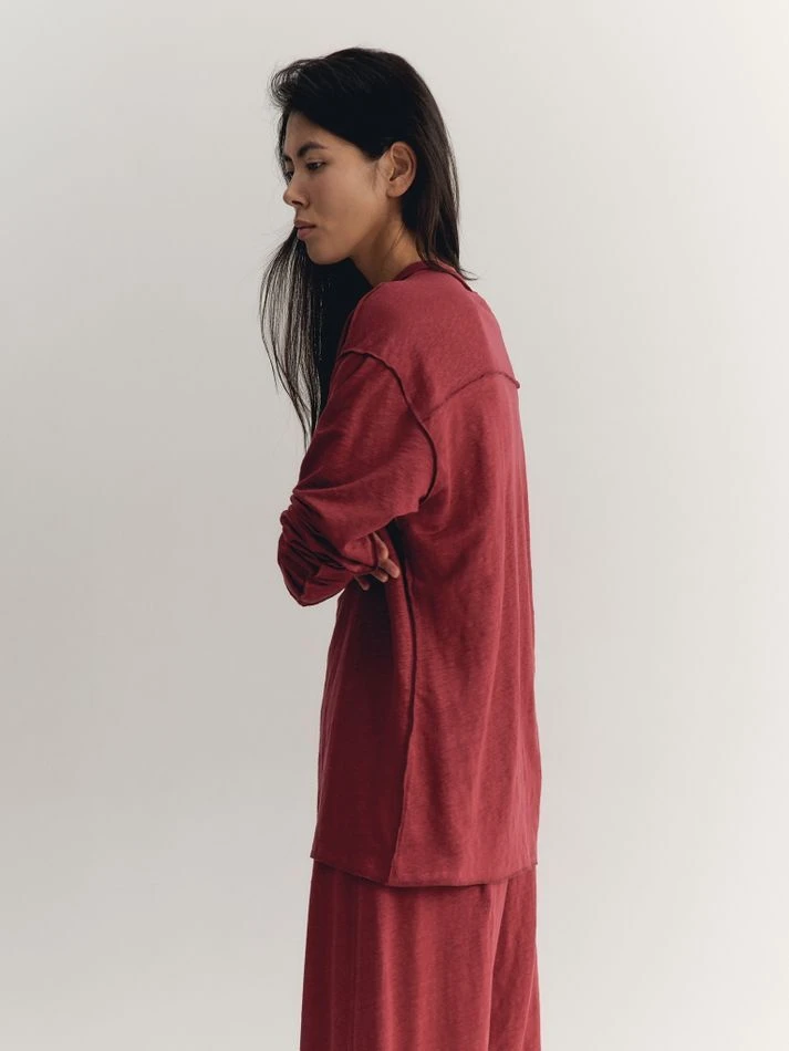 Костюм: лонгслив + брюки, бордовый