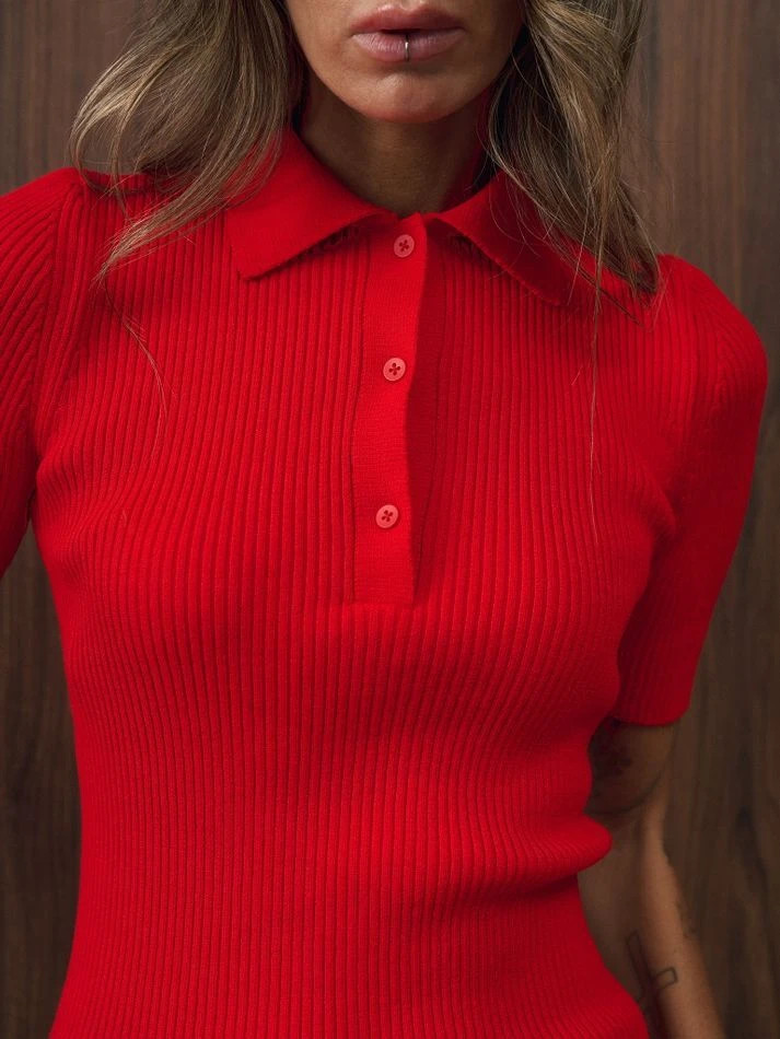Поло трикотажное, красный