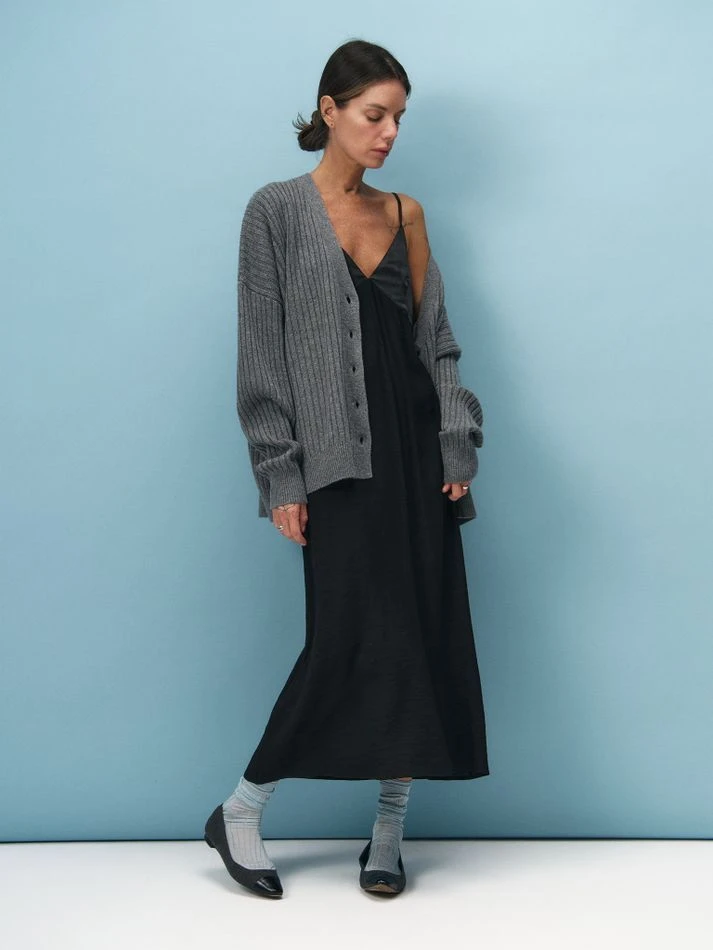 Кардиган с кашемиром, графитовый меланж