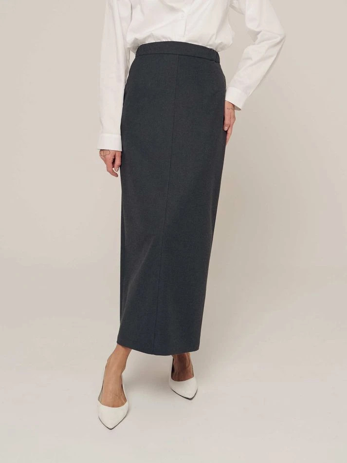 Юбка миди с кокеткой, графитовый