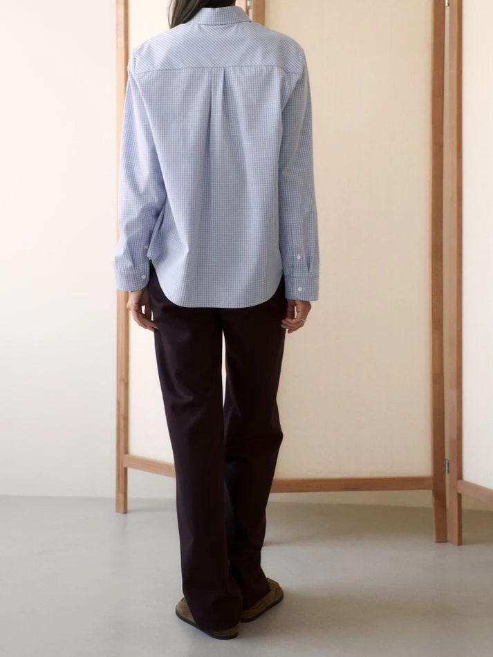 Рубашка в клетку прямого кроя, голубой