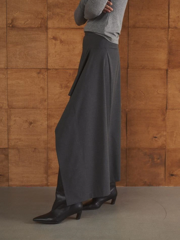 Юбка с ассиметричным воланом, графитовый