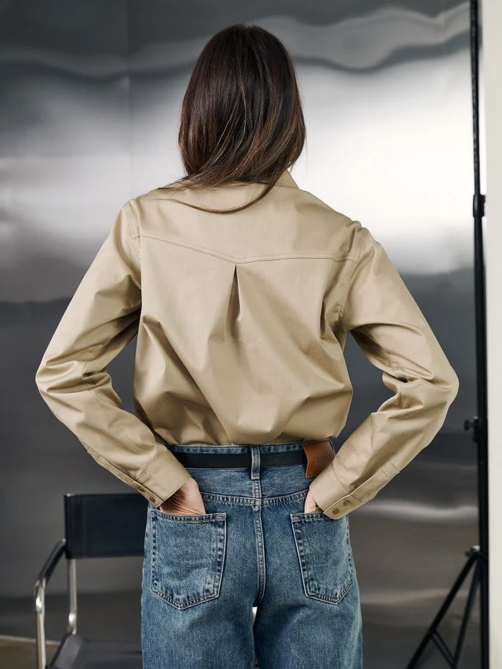 Рубашка на кнопках, бежевый