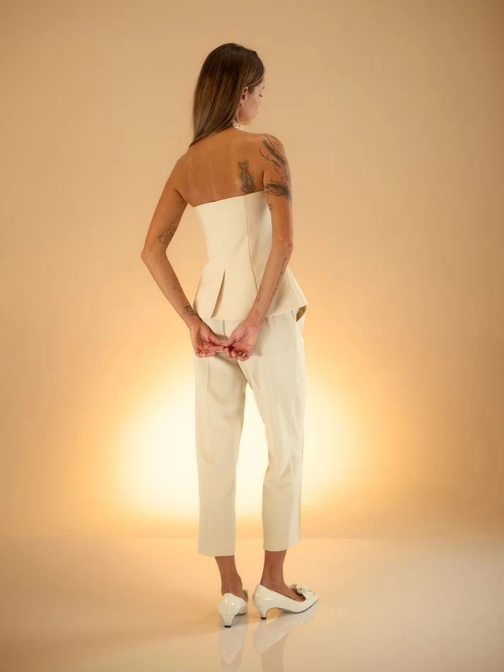 Брюки с застроченными стрелками, молочный