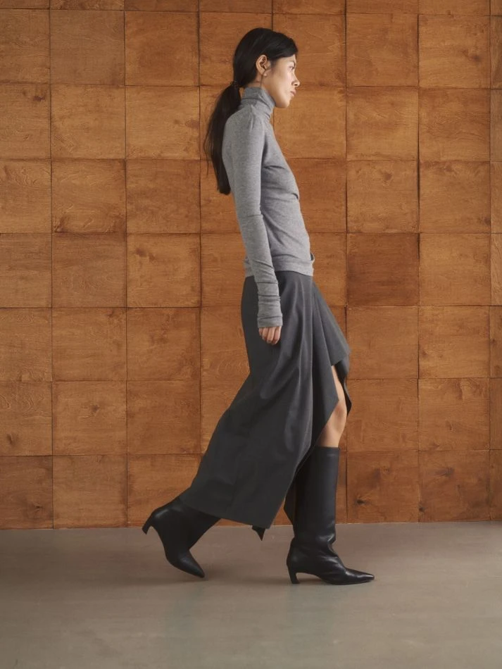 Юбка с ассиметричным воланом, графитовый