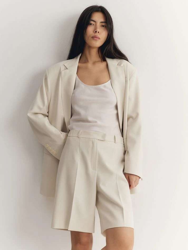 Жакет объемного кроя, молочный