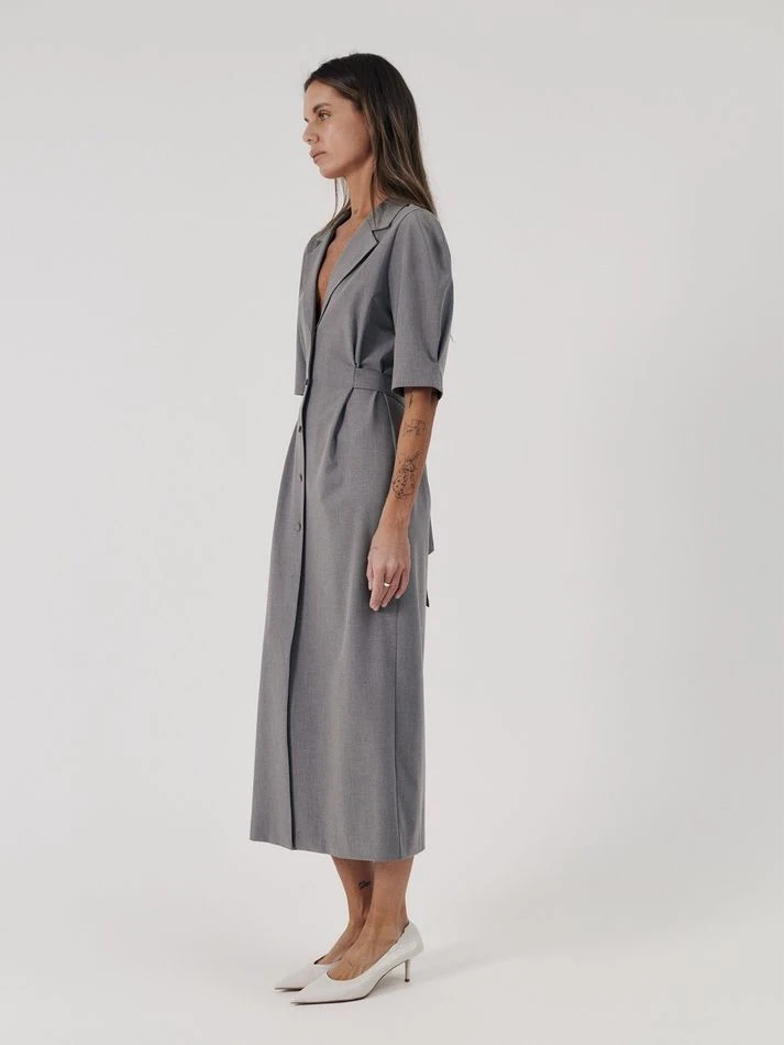 Платье миди с английским воротником, серый