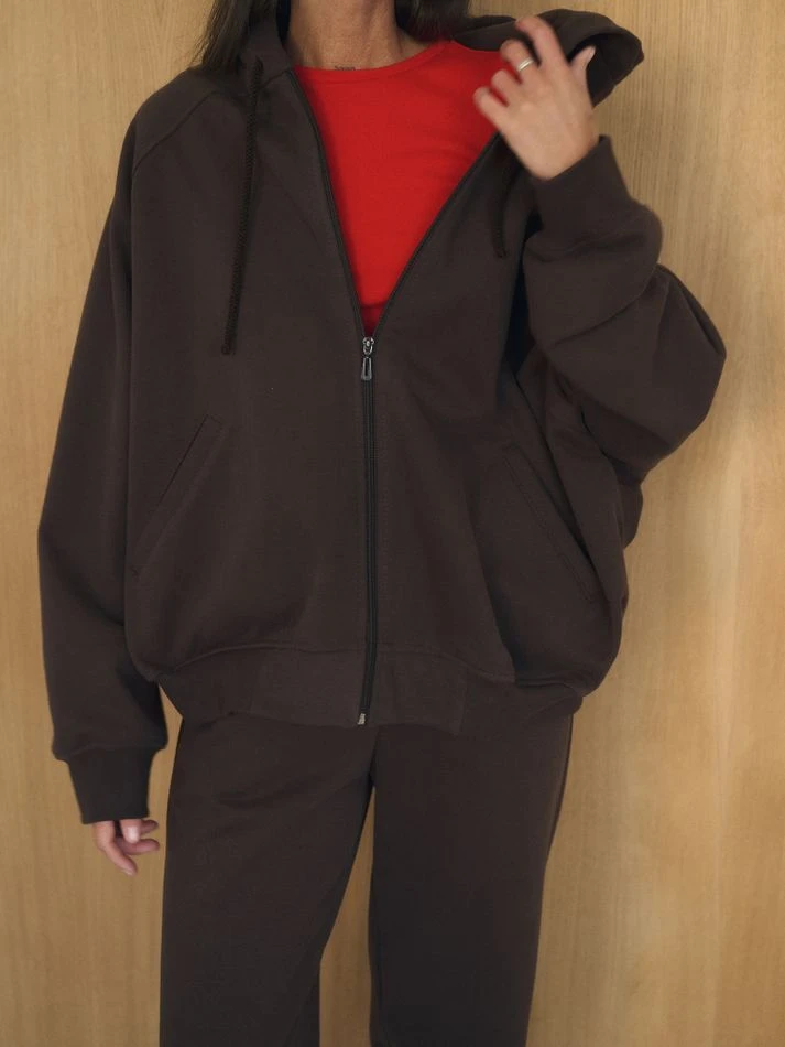 Костюм спортивный: худи на молнии+брюки, шоколадный