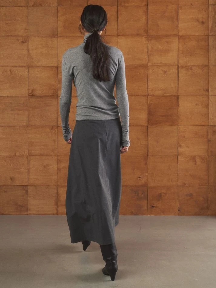 Юбка с ассиметричным воланом, графитовый