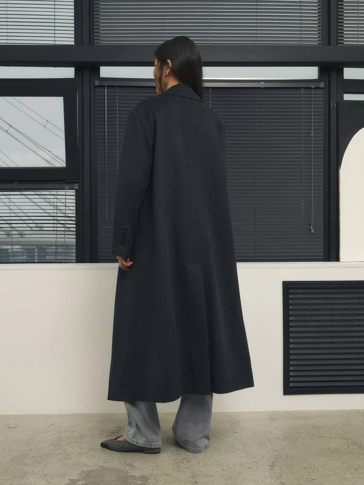 Пальто макси двубортное, графитовый