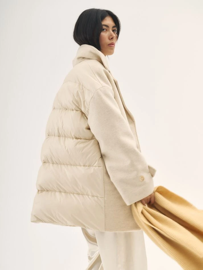 Куртка комбинированная утепленная, кремовый