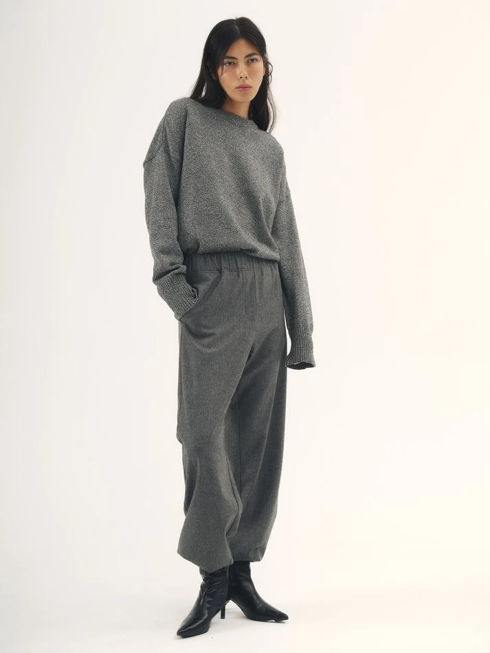 Брюки на резинке из шерсти, графитовый