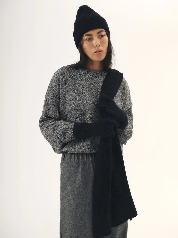 Шарф с мохером, черный