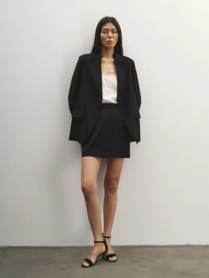 Юбка мини из фактурной ткани, черный