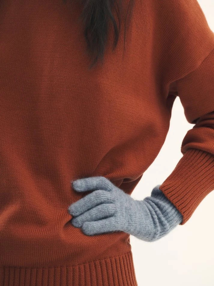 Перчатки с мохером, серо-голубой