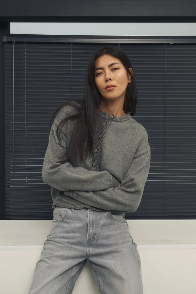 Кардиган укороченный, серый