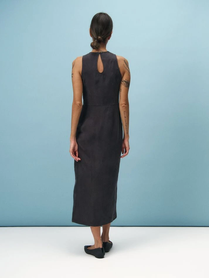 Платье миди с разрезом, графитовый