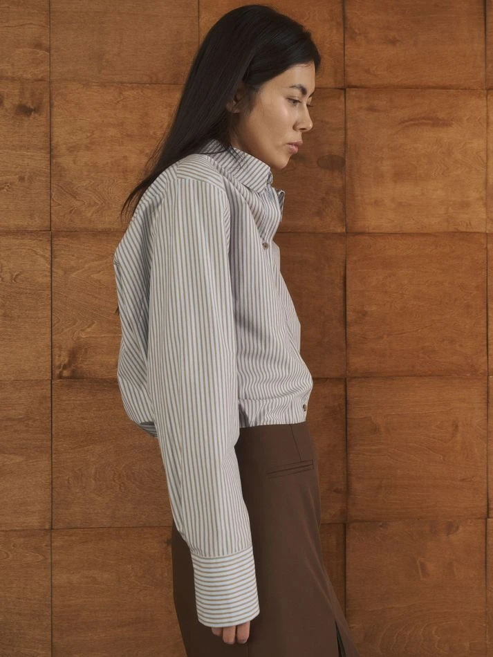 Рубашка в полоску классического кроя, голубой