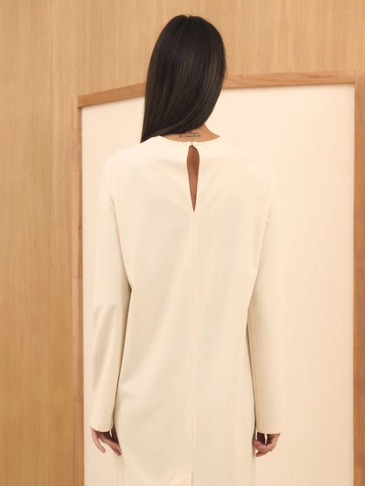 Платье макси с рукавом, кремовый