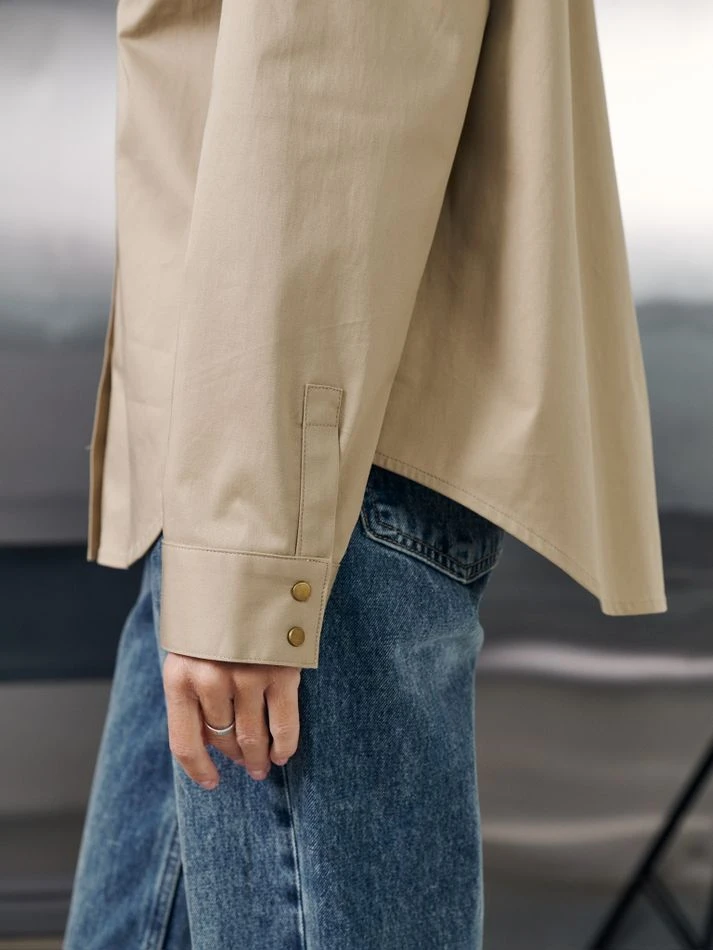 Рубашка на кнопках, бежевый