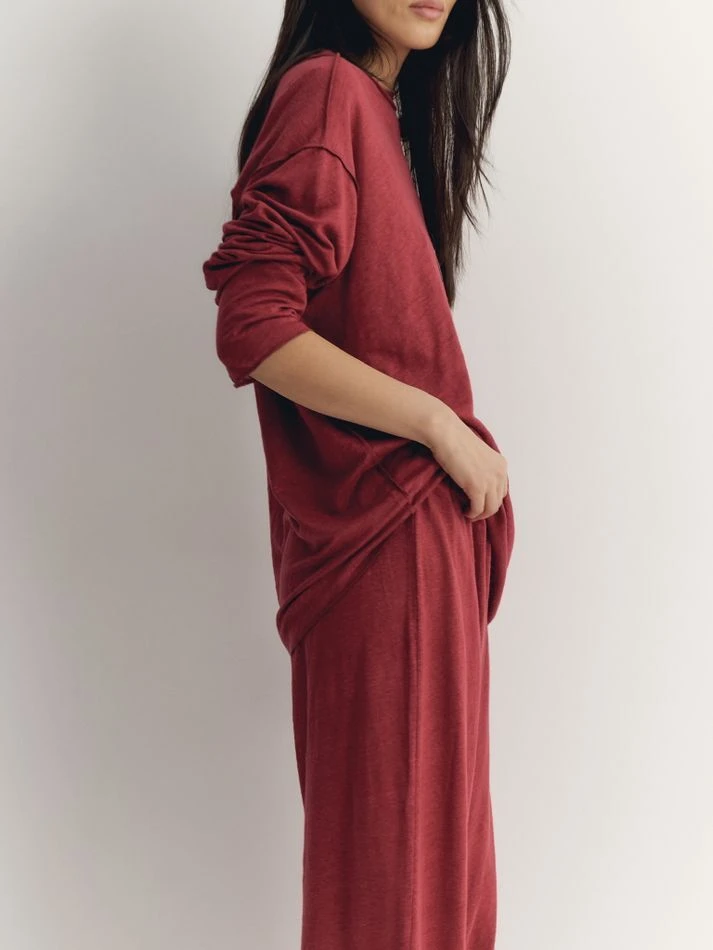 Костюм: лонгслив + брюки, бордовый