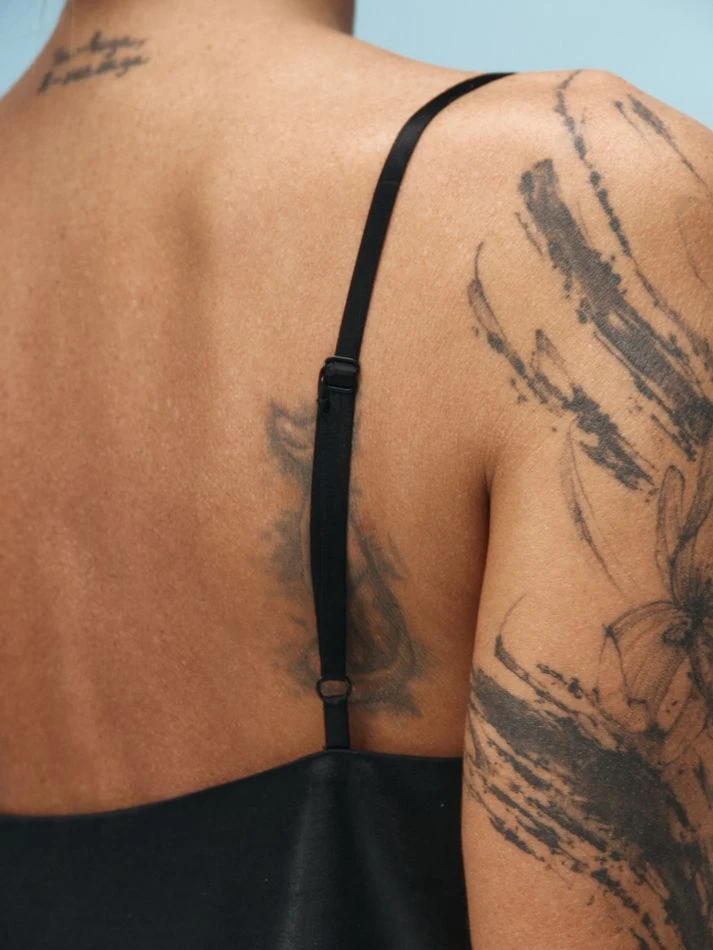 Комбинация с шелковым лифом, черный