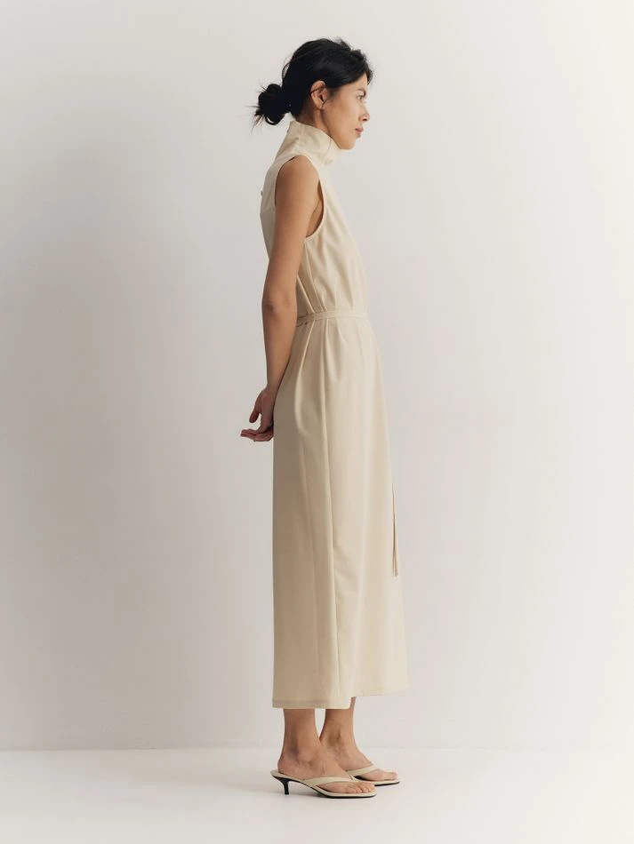Платье с пуговицами на спине, кремовый