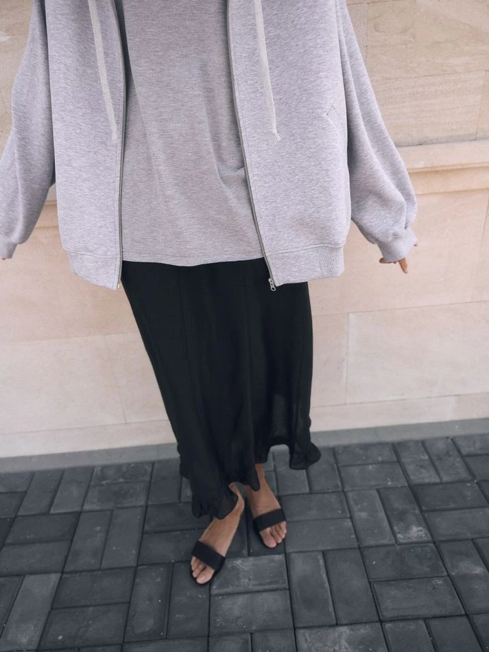 Худи на молнии, серый меланж