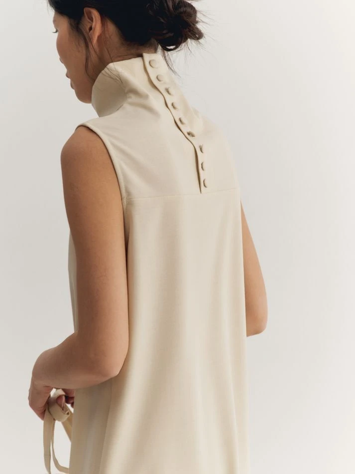 Платье с пуговицами на спине, кремовый