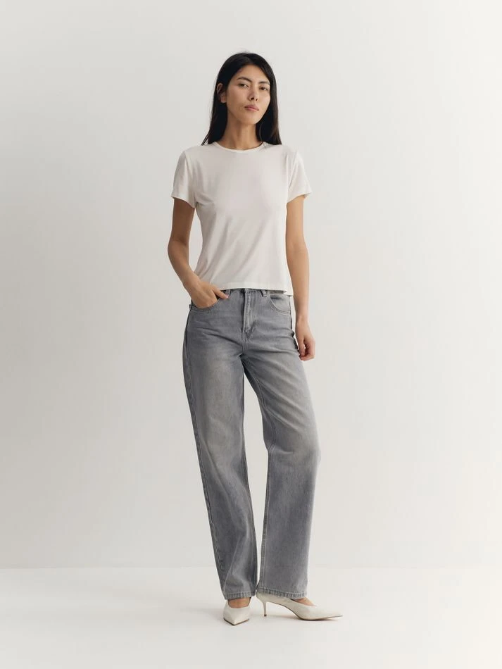 Футболка с лифом, молочный