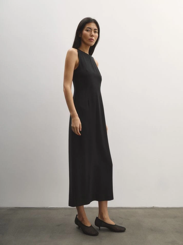 Платье миди с американской проймой, черный